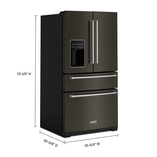 KitchenAid Standard-Depth 26.2-cu ft 4 -Door French Door Refrigerator with Water and Ice Dispenser ( Black Stainless )