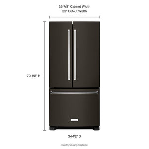 KitchenAid Standard-Depth 22.1-cu ft 3 -Door French Door Refrigerator with Ice Maker with Water Dispenser ( Black Stainless with PRINTSHIELD Finish ) ENERGY STAR Certified