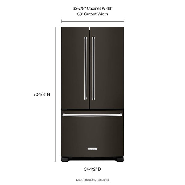 KitchenAid Standard-Depth 22.1-cu ft 3 -Door French Door Refrigerator with Ice Maker with Water Dispenser ( Black Stainless with PRINTSHIELD Finish ) ENERGY STAR Certified