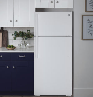 GE Garage-ready 21.9-cu ft Top-Freezer Refrigerator ( White ) Garage Ready