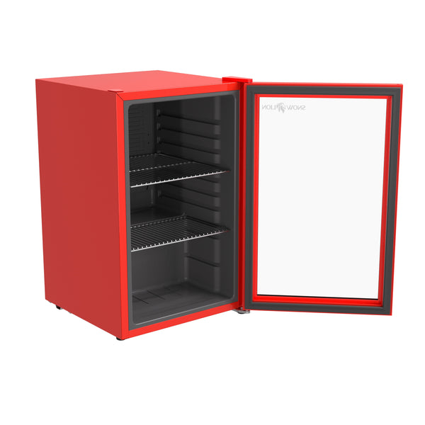 SnowLion Premium 69L Beverage Glass Door 2.4-cu ft Mini Fridge ( Red ) Garage Ready