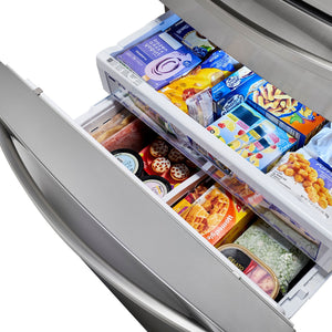 Samsung Standard-Depth with FlexZone Drawer 28-cu ft 4 -Door Smart Compatible French Door Refrigerator with Ice Maker with Water and Ice Dispenser ( Stainless Steel ) ENERGY STAR Certified