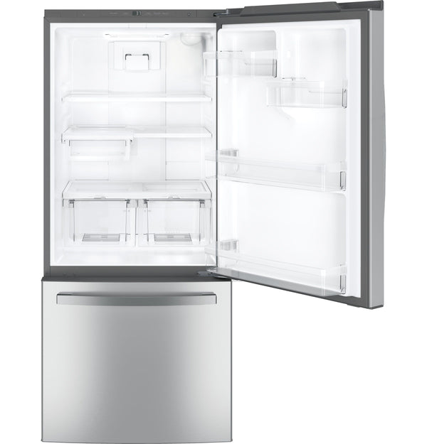 GE 20.9-cu ft Standard-Depth Bottom-Freezer Refrigerator with Ice Maker ( Stainless steel ) ENERGY STAR Certified