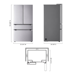 LG Standard-Depth 29.6-cu ft 4 -Door Smart Compatible French Door Refrigerator with Ice Maker with Water Dispenser ( PrintProof Stainless Steel ) ENERGY STAR Certified