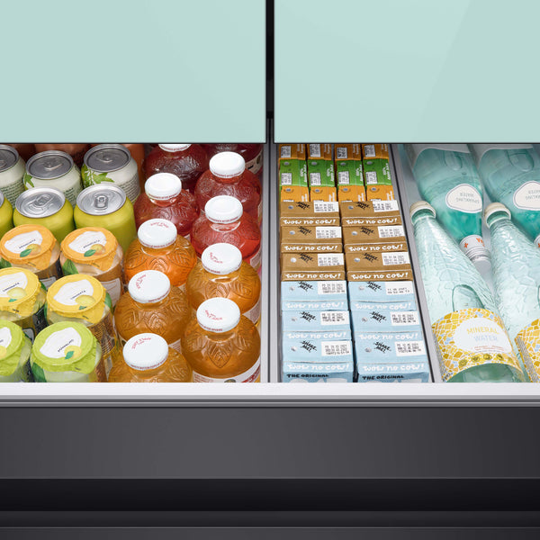 Samsung Bespoke Standard-Depth Beverage Center 28.8-cu ft 4 -Door Smart Compatible French Door Refrigerator with Dual Ice Maker with Water Dispenser and Door within Door ( Morning Blue with White Glass Panels ) ENERGY STAR Certified