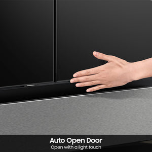 Samsung Bespoke Standard-Depth 28.6-cu ft 4 -Door Smart Compatible French Door Refrigerator with Dual Ice Maker with Water Dispenser and Door within Door ( Charcoal Glass Top with Stainless Steel Bottom Panels ) ENERGY STAR Certified