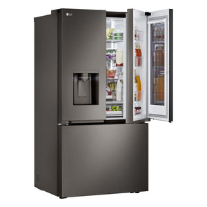 LG Counter-Depth InstaView 4 Types of Ice 25.5-cu ft 3 -Door Smart Compatible French Door Refrigerator with Dual Ice Maker with Water and Ice Dispenser and Door within Door ( PrintProof Black Stainless Steel ) ENERGY STAR Certified