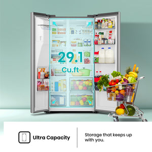 Hisense 29.1-cu ft Side-by-Side Refrigerator with Ice Maker ,Water and Ice Dispenser ( Stainless steel )