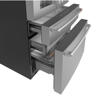 Cafe Counter-Depth 22.3-cu ft 4 -Door Smart Compatible French Door Refrigerator with Ice Maker with Water and Ice Dispenser ( Stainless Steel ) ENERGY STAR Certified