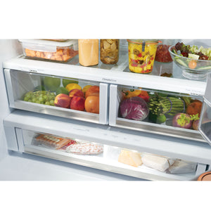 Cafe Counter-Depth Keurig K-Cup Brewing 22.2-cu ft 3 -Door Smart Compatible French Door Refrigerator with Ice Maker with Water and Ice Dispenser ( Stainless Steel ) ENERGY STAR Certified