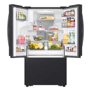 Samsung Standard-Depth Mega Capacity 30.5-cu ft 3 -Door Smart Compatible French Door Refrigerator Triple with Water and Ice Dispenser ( Matte Black Stainless ) ENERGY STAR Certified