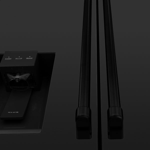 ZLINE KITCHEN & BATH Counter-Depth 21.6-cu ft 4 -Door French Door Refrigerator with Dual Ice Maker with Water Dispenser ( Fingerprint Resistant Black Stainless Steel ) ENERGY STAR Certified