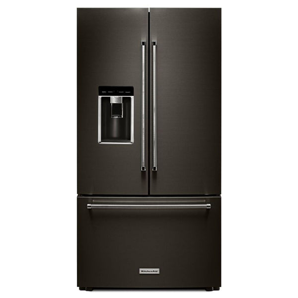 KitchenAid Counter-Depth 23.8-cu ft 3 -Door French Door Refrigerator with Ice Maker with Water and Ice Dispenser ( Black Stainless Steel with PRINTSHIELD Finish )