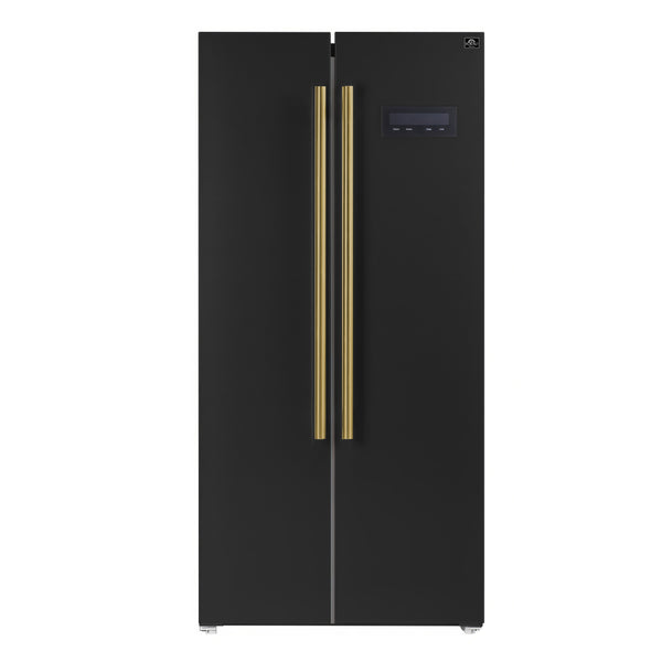 FORNO Salerno Espresso 15.62-cu ft Counter-Depth Side-by-Side Refrigerator ( Black )