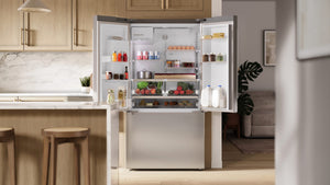 Bosch Fastest Ice Maker Standard-Depth 300 Series 26-cu ft 3 -Door Smart Compatible French Door Refrigerator with Ice Maker with Water and Ice Dispenser ( Stainless Steel ) ENERGY STAR Certified