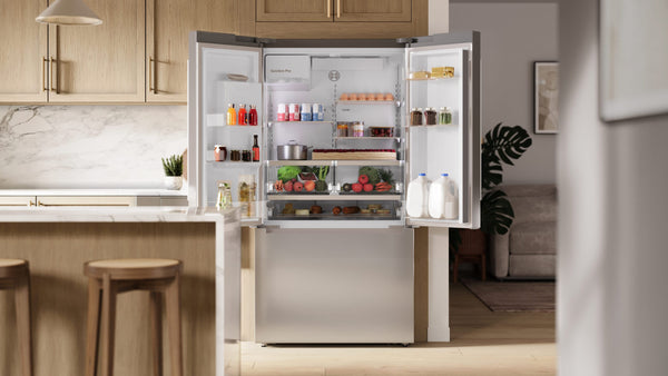 Bosch Fastest Ice Maker Standard-Depth 300 Series 26-cu ft 3 -Door Smart Compatible French Door Refrigerator with Ice Maker with Water and Ice Dispenser ( Stainless Steel ) ENERGY STAR Certified