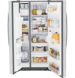 GE 23-cu ft Side-by-Side Refrigerator with Ice Maker ,Water and Ice Dispenser ( Stainless Steel )