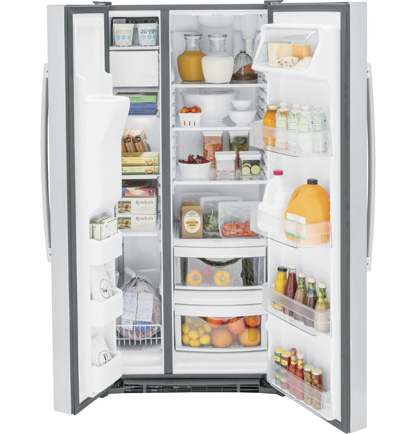 GE 23-cu ft Side-by-Side Refrigerator with Ice Maker ,Water and Ice Dispenser ( Stainless Steel )