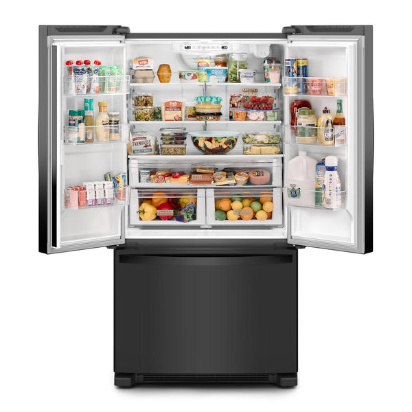 Whirlpool Standard-Depth 25.2-cu ft 3 -Door French Door Refrigerator with Ice Maker ( Black ) ENERGY STAR Certified