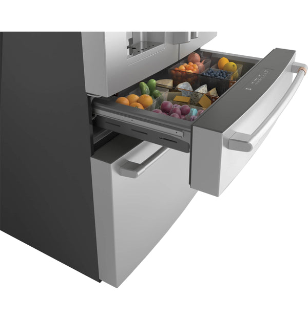 Cafe Standard-Depth 27.8-cu ft 4 -Door Smart Compatible French Door Refrigerator with Ice Maker with Water and Ice Dispenser ( Stainless Steel ) ENERGY STAR Certified