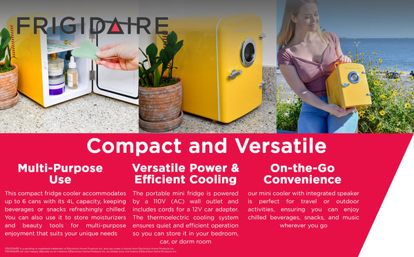 Frigidaire Built-in Bluetooth Speaker 0.3-cu ft Mini Fridge ( Yellow ) Garage Ready