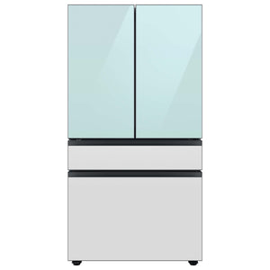 Samsung Bespoke Standard-Depth Beverage Center 28.8-cu ft 4 -Door Smart Compatible French Door Refrigerator with Dual Ice Maker with Water Dispenser and Door within Door ( Morning Blue with White Glass Panels ) ENERGY STAR Certified