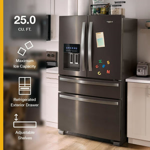 Whirlpool Standard-Depth 24.5-cu ft 4 -Door French Door Refrigerator with Ice Maker with Water and Ice Dispenser ( White ) ENERGY STAR Certified