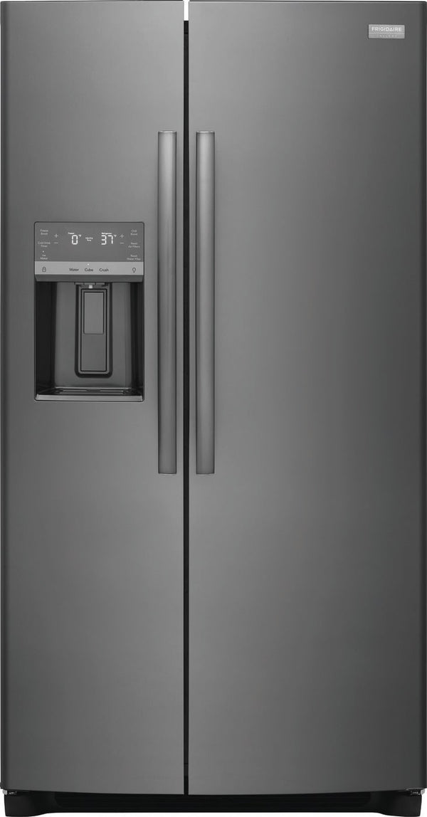 Frigidaire Gallery 22.3-cu ft Counter-Depth Side-by-Side Refrigerator with Ice Maker ,Water and Ice Dispenser ( Fingerprint Resistant Black Stainless Steel ) ENERGY STAR Certified