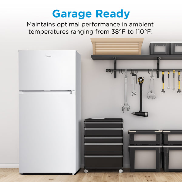 Midea Fingerprint Resistant 14.2-cu ft Counter-Depth Top-Freezer Refrigerator ( White ) Garage Ready ENERGY STAR Certified