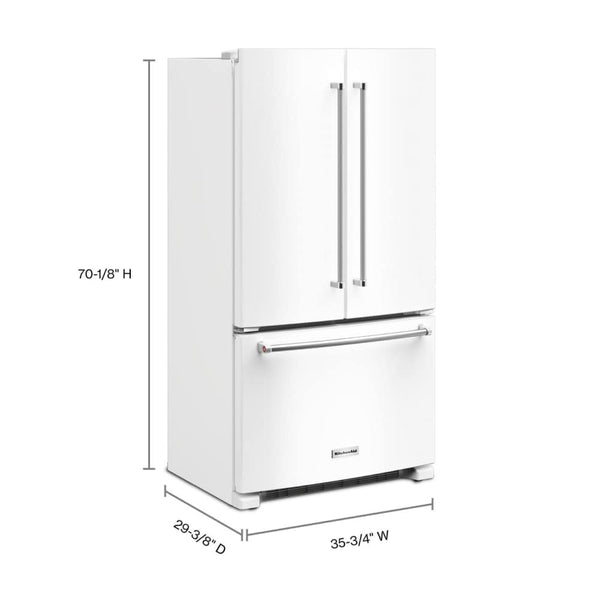 KitchenAid Counter-Depth 20-cu ft 3 -Door French Door Refrigerator with Ice Maker ( White ) ENERGY STAR Certified