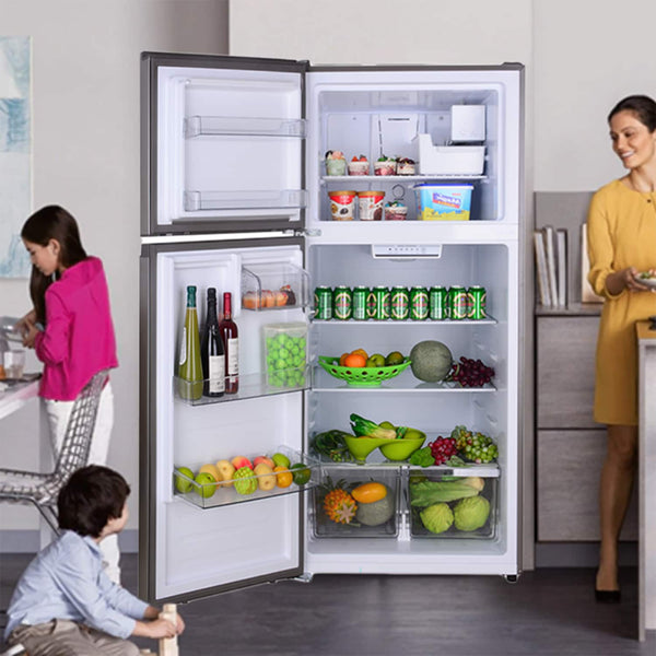 ConServ Reversible Door with Built-in Ice Maker 21-cu ft Top-Freezer Refrigerator with Ice Maker ( Stainless ) ENERGY STAR Certified