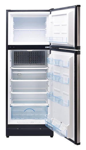 UNIQUE Off-Grid 9.7-cu ft Counter-Depth Top-Freezer Refrigerator ( Stainless steel/black )