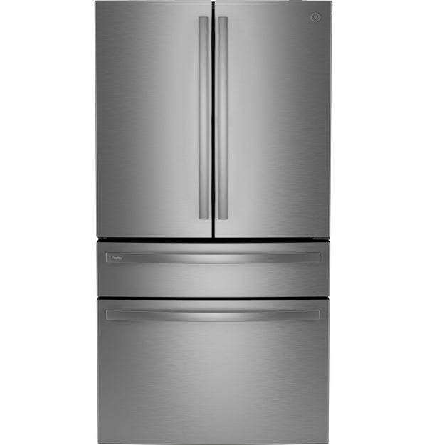 GE Profile Counter-Depth 23.2-cu ft 4 -Door Smart Compatible French Door Refrigerator with Ice Maker with Water Dispenser ( Stainless Steel ) ENERGY STAR Certified