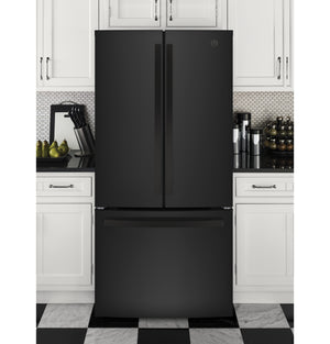 GE Standard-Depth 24.8-cu ft 3 -Door French Door Refrigerator with Ice Maker with Water Dispenser ( Black ) ENERGY STAR Certified
