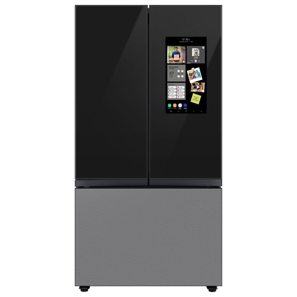 Samsung Bespoke 3-Door French Door Counter-Depth Black Smart Hub Refrigerator (2 Panels Sold Separately)