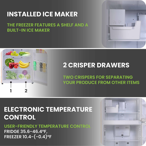 ConServ 18-cu ft Counter-Depth Top-Freezer Refrigerator with Ice Maker ( Cream )