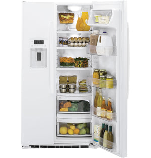 GE 21.9-cu ft Counter-Depth Side-by-Side Refrigerator with Ice Maker ,Water and Ice Dispenser ( White )