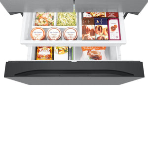 Samsung Counter-Depth Mega Capacity 25.5-cu ft 3 -Door Smart Compatible French Door Refrigerator with Ice Maker with Water and Ice Dispenser ( Fingerprint Resistant Stainless Steel ) ENERGY STAR Certified