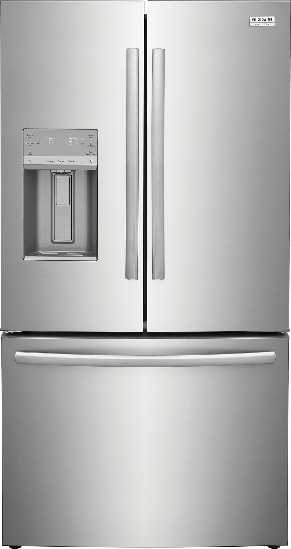 Frigidaire Gallery Standard-Depth 27.8-cu ft 3 -Door French Door Refrigerator with Dual Ice Maker with Water and Ice Dispenser ( Fingerprint Resistant Stainless Steel ) ENERGY STAR Certified