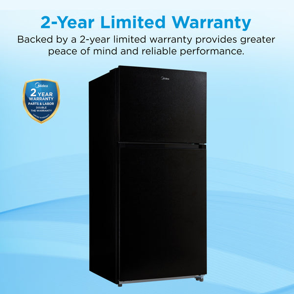 Midea Fingerprint Resistant 20.5-cu ft Top-Freezer Refrigerator ( Black ) Garage Ready ENERGY STAR Certified