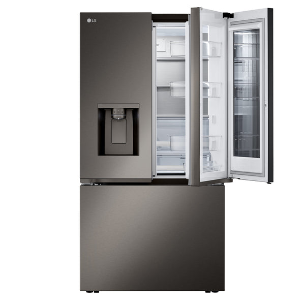 LG Counter-Depth InstaView 4 Types of Ice 25.5-cu ft 3 -Door Smart Compatible French Door Refrigerator with Dual Ice Maker with Water and Ice Dispenser and Door within Door ( PrintProof Black Stainless Steel ) ENERGY STAR Certified