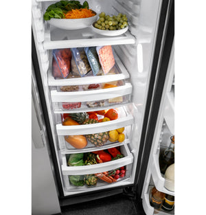 GE Profile 21.9-cu ft Counter-Depth Side-by-Side Refrigerator with Ice Maker ,Water and Ice Dispenser ( Stainless Steel )