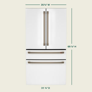 Cafe Counter-Depth 23.2-cu ft 4 -Door Smart Compatible French Door Refrigerator with Ice Maker with Water Dispenser ( Matte White ) ENERGY STAR Certified