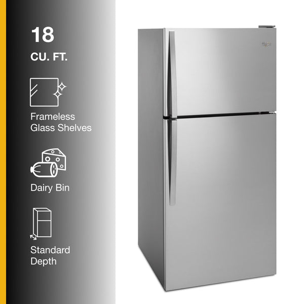 Whirlpool 18.2-cu ft Top-Freezer Refrigerator ( Monochromatic Stainless Steel )