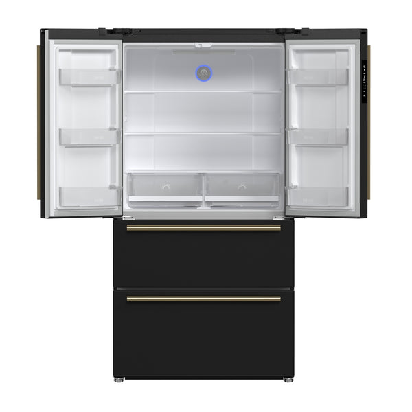 FORNO Salerno 20-cu ft Counter-Depth Side-by-Side Refrigerator with Ice Maker ,Water and Ice Dispenser ( Black ) ENERGY STAR Certified