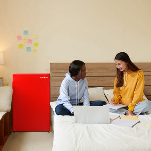 SnowLion Premium 122L Solid Door Undercounter 4.3-cu ft Mini Fridge ( Red ) Garage Ready