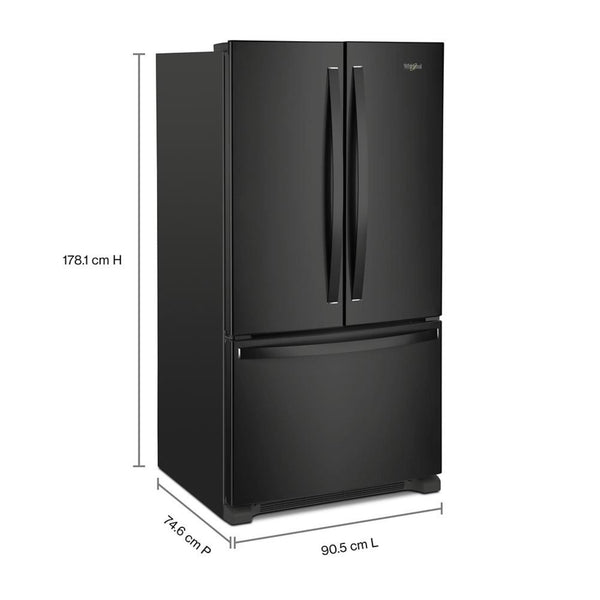 Whirlpool Counter-Depth 20-cu ft 3 -Door French Door Refrigerator with Ice Maker ( Black ) ENERGY STAR Certified