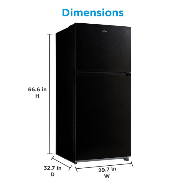 Midea Fingerprint Resistant 20.5-cu ft Top-Freezer Refrigerator ( Black ) Garage Ready ENERGY STAR Certified