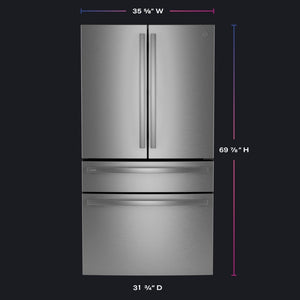 GE Profile Counter-Depth 23.2-cu ft 4 -Door Smart Compatible French Door Refrigerator with Ice Maker with Water Dispenser ( Stainless Steel ) ENERGY STAR Certified