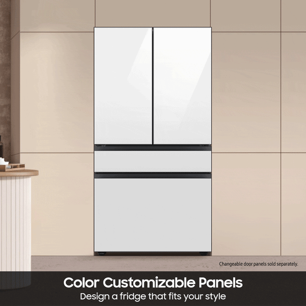 Samsung Bespoke Counter-Depth Inner Beverage Center 22.9-cu ft 4 -Door Smart Compatible French Door Refrigerator with Ice Maker with Water Dispenser ( Stainless Steel ) ENERGY STAR Certified